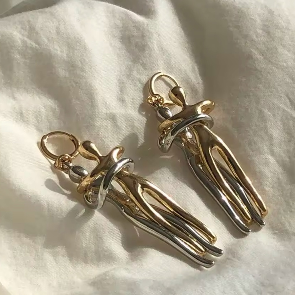 Lovers Dual-Tone Sculptural Figure Earrings